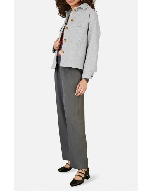 Yumi' Gray Textured Finish, Patch Pockets Shacket