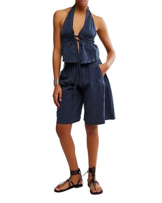 Free People Blue Sidra Halter Top & Shorts Set