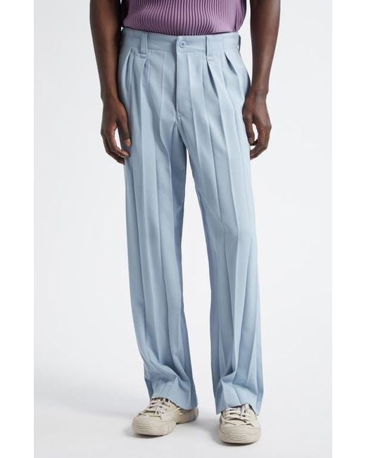 Homme Plissé Issey Miyake Blue Edge Ensemble Pleated Straight Leg Pants for men