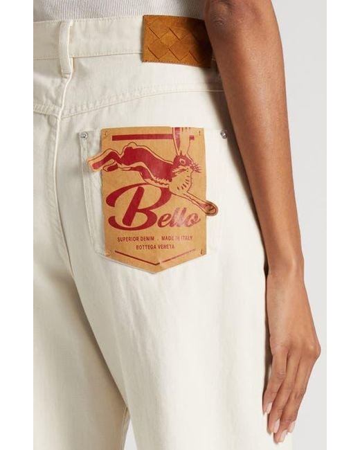 Bottega Veneta Turned Up Straight Leg Jeans in White | Lyst
