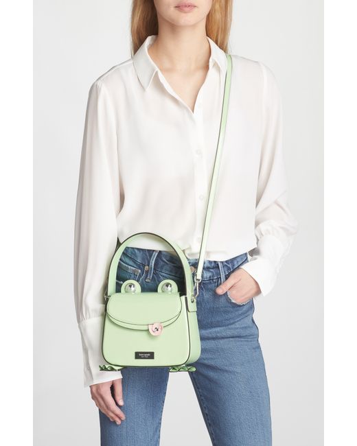 Kate Spade Green Lily Patent Leather Frog Handbag
