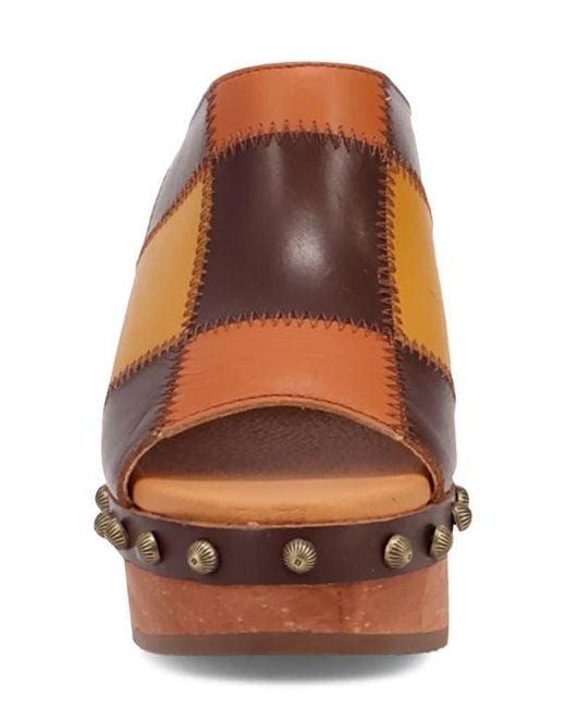 Dingo Brown Mosaic Platform Slide Sandal