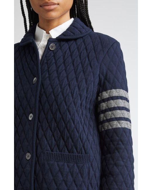 Thom Browne Blue 4-Bar Quilted Virgin Wool Blend Jacket