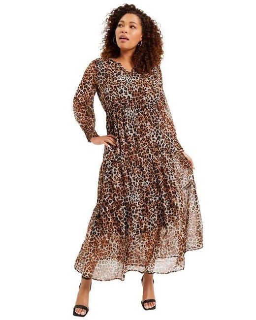 June + Vie Brown Tiered Maxi Dress