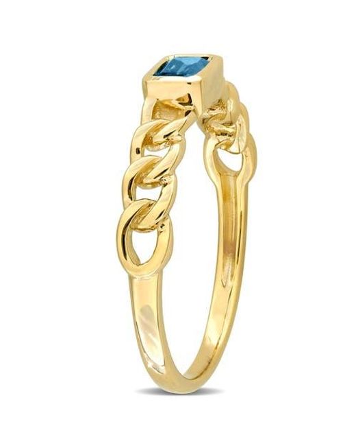 Julianna B Metallic Solitaire Birthstone Link Design Ring 14K