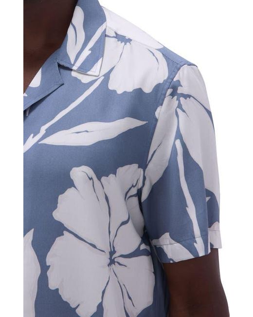 Bugatchi Blue Jackson Floral Lyocell Camp Shirt for men