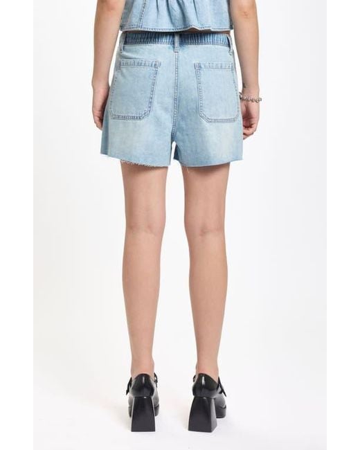 DAZE Blue Poolside Denim Cutoff Drawstring Shorts