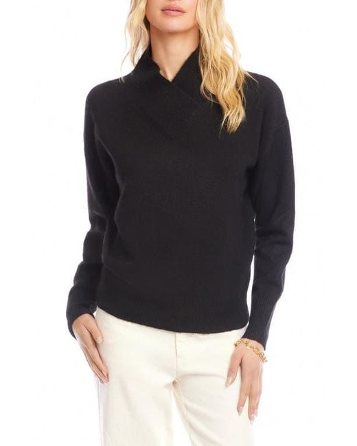 Karen Kane Black Crossover Collar Sweater