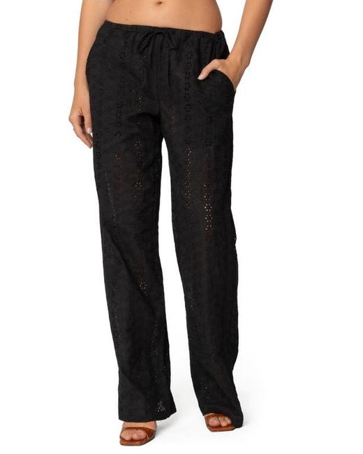 Edikted Black Lemon Eyelet Cotton Drawstring Pants
