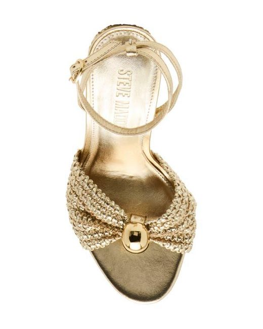 【STEVE MADDEN】Cheyla ゴールドサンダル CHEYLA Gold Raffia Women's Block Heels – Steve Madden