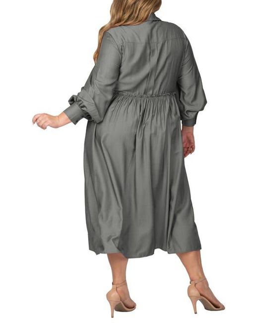 Standards & Practices Gray Button Front Shirtdress