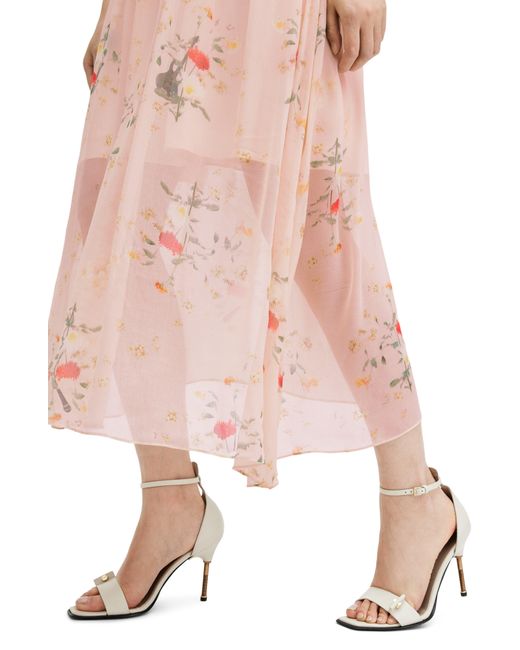 AllSaints Pink Saffron Kora Floral Print Dress