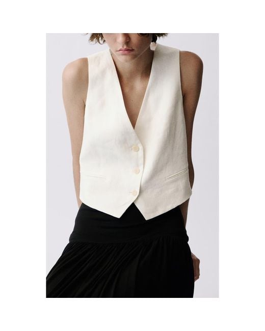 Mango Black Linen Vest