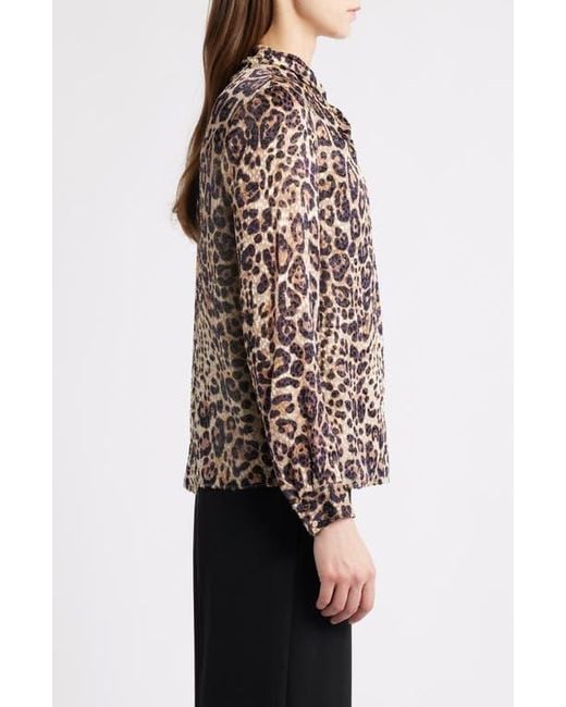 Tahari Black The Minnie Leopard Print Top