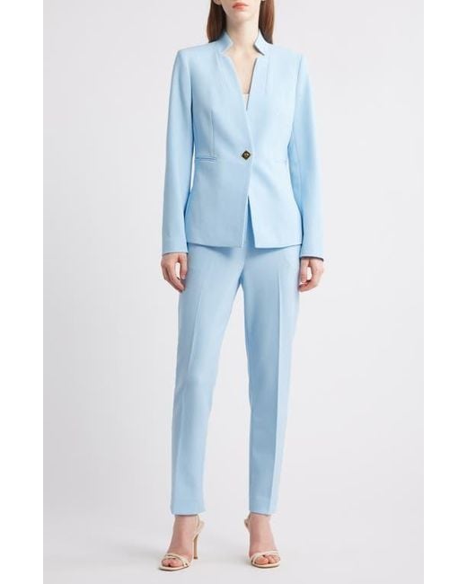 Tahari Blue Notch Neck One-Button Jacket