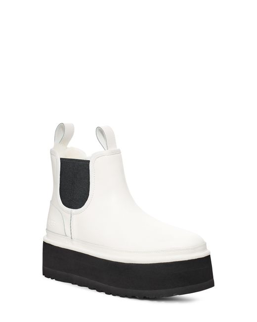 neumel platform chelsea boot white