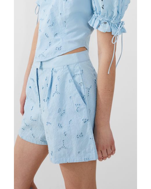 French Connection Blue Rhodes Floral Lace Cotton Shorts