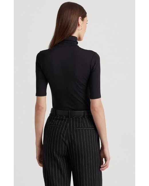 Ralph Lauren Black Jersey Turtleneck Top