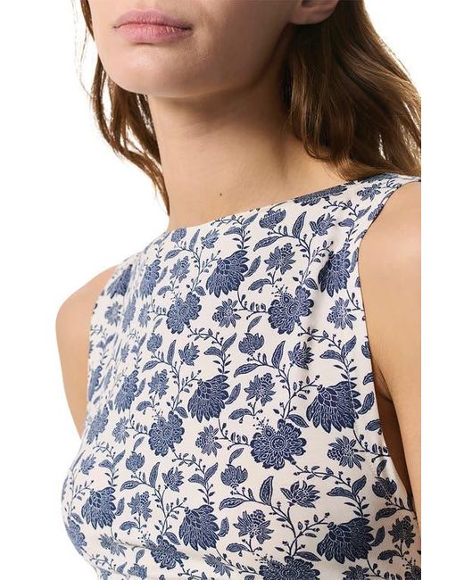 Rag & Bone Blue Luca Print Shirred Tank