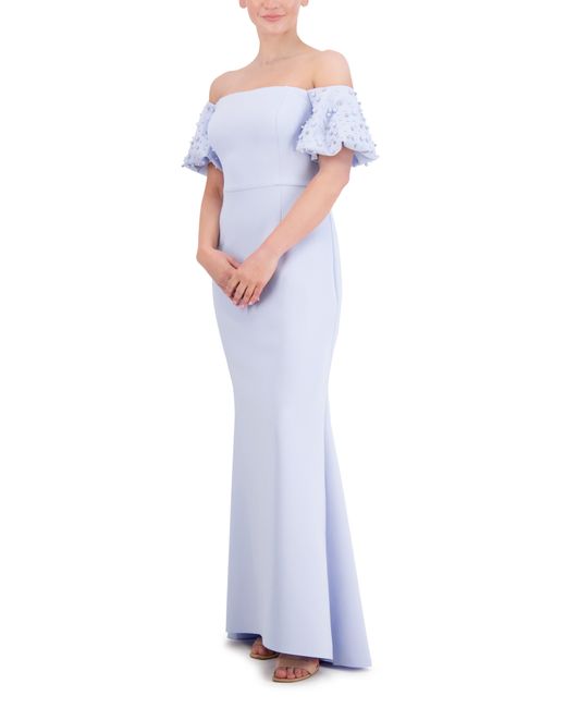 Eliza J White Beaded Off The Shoulder Gown
