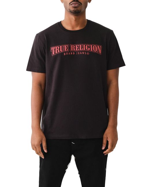 True Religion Black Relaxed Fit Logo Graphic T-shirt for men