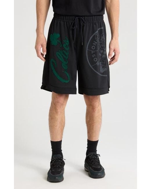 Purple Brand Black Boston Celtics Mesh Basketball Shorts for men