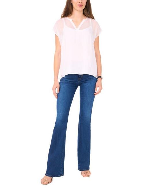 Halogen® White Sheer Stripe Popover Top