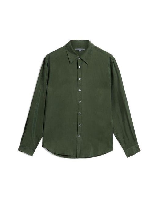 John Varvatos Green Martin Solid Twill Button-Up Shirt for men