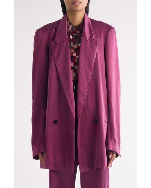 Dries Van Noten Purple Blink Double Breasted Oversize Twill Jacket