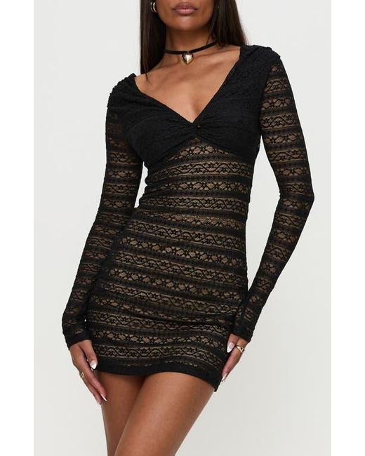 strapless open back dress Lukea Long Sleeve Mini Dress | Black | Womens main image 1