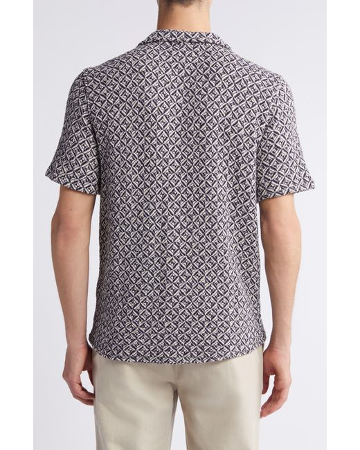 Percival Gray Viscount Geometric Jacquard Knit Camp Shirt for men