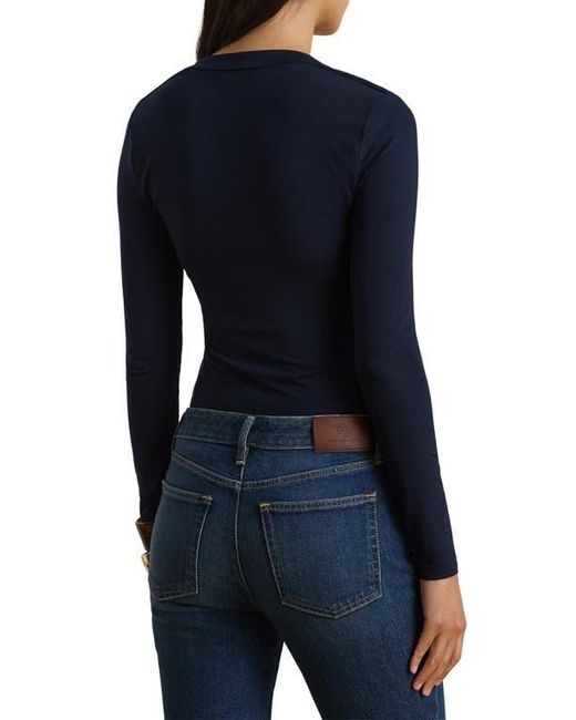 Ralph Lauren Blue Stretch Jersey Square Neck Top