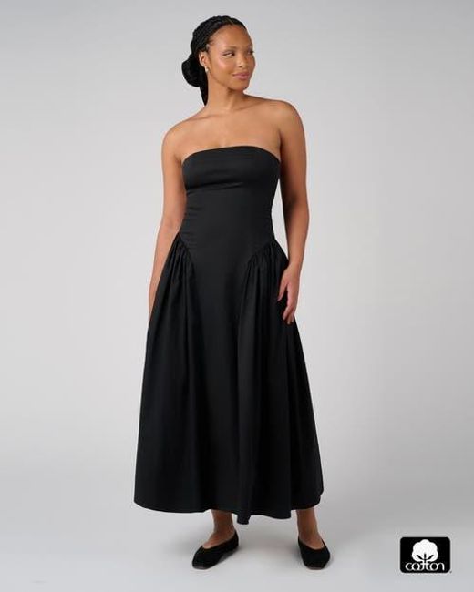 WeWoreWhat Black Strapless Corset Ruched Dress