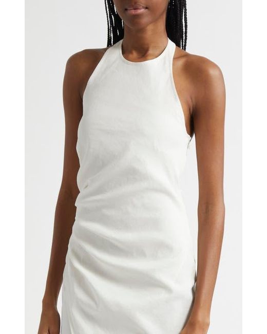 A.L.C. Sylvie Halter Neck Linen Blend Dress in White | Lyst