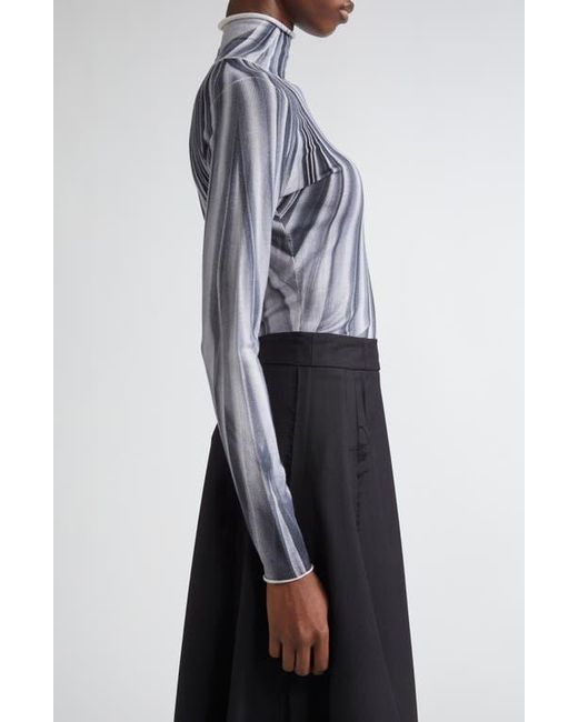 Jason Wu Blue Dancing Pleat Print Merino Wool Turtleneck Sweater
