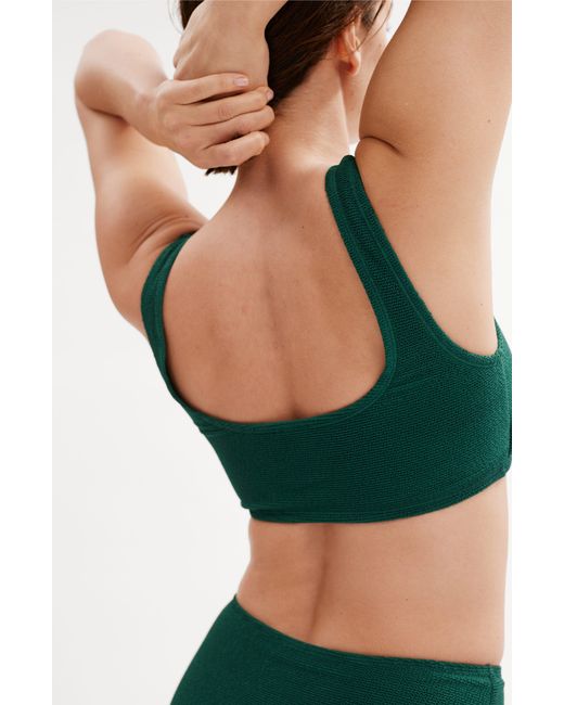 & Other Stories Green & Textured Crop Bikini Top