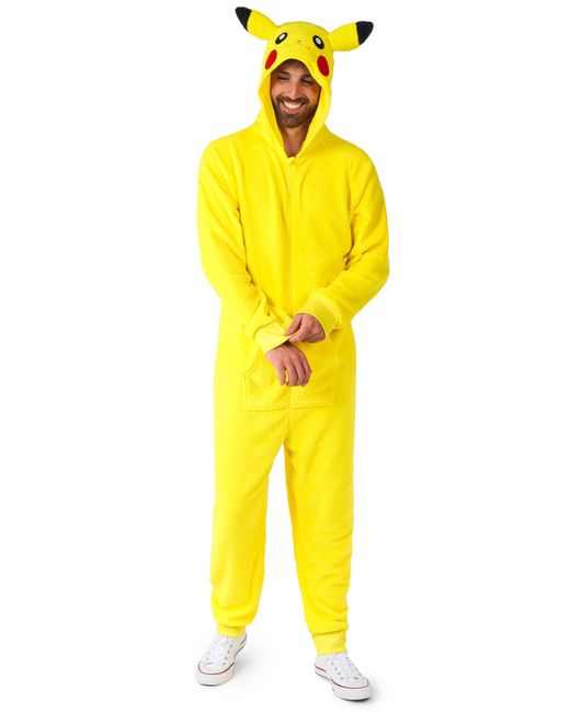 Opposuits Pokémon Pikachu Hooded Long Sleeve Fleece Jumpsuit in Yellow