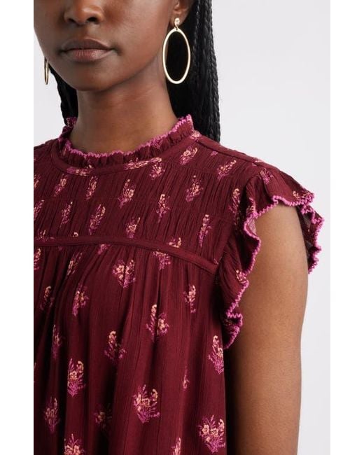 Treasure & Bond Shirred Ruffle Sleeve Top