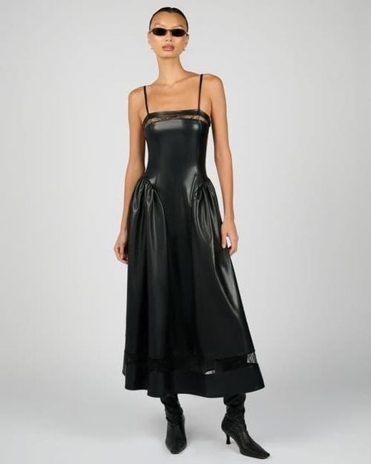 WeWoreWhat Women's Black Lace Panel Corset Midi Dress