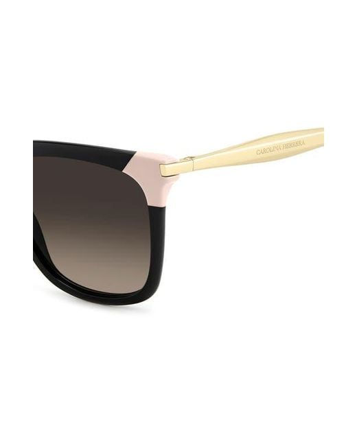 Carolina Herrera Black 53Mm Rectangular Sunglasses
