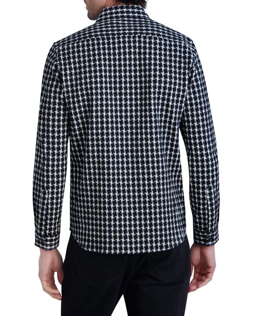 Karl Lagerfeld Blue Slim Fit Check Cotton Button-up Shirt for men