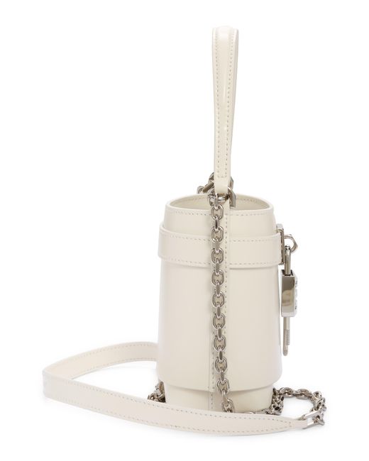 Givenchy White Micro Shark Lock Leather Bucket Bag