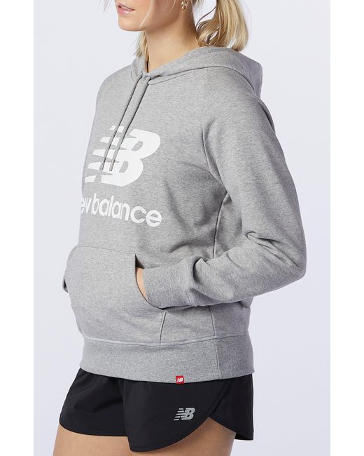 New Balance Cotton Essentials Logo Hoodie in Gray Lyst