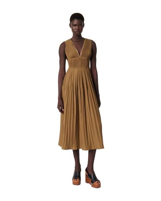 Maje Natural Jewellery Neckline Pleated Dress