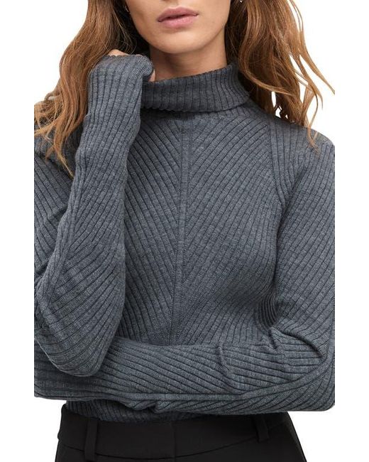 FAVORITE DAUGHTER Gray Be Your Girl Turtleneck Merino Wool Blend Sweater