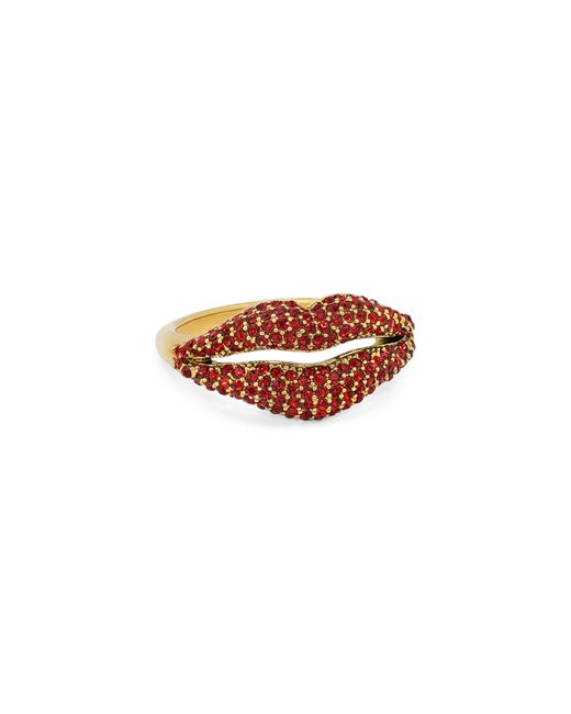 Kate Spade Red Pavé Lip Statement Ring
