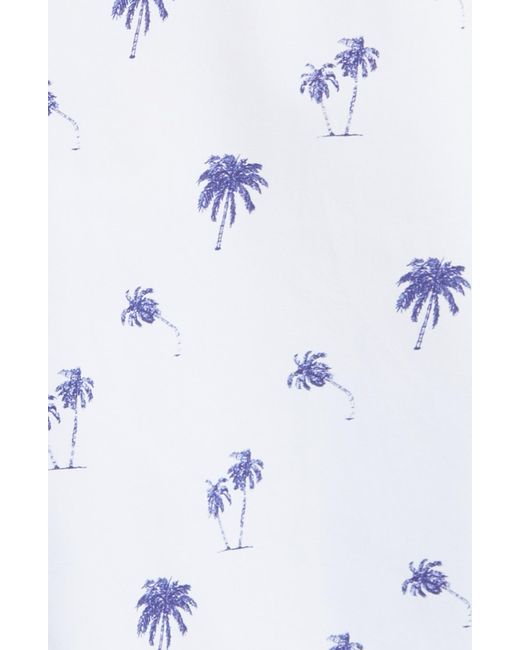 Johnnie-o White Samana Hangin' Out Palm Tree Print Short Sleeve Stretch Button-down Shirt for men