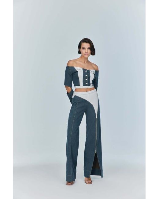 Jendue Blue Monte Wide Leg Denim Jeans
