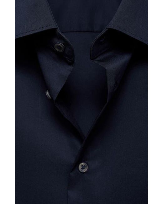 Mango Blue Stretch Button-Up Shirt for men