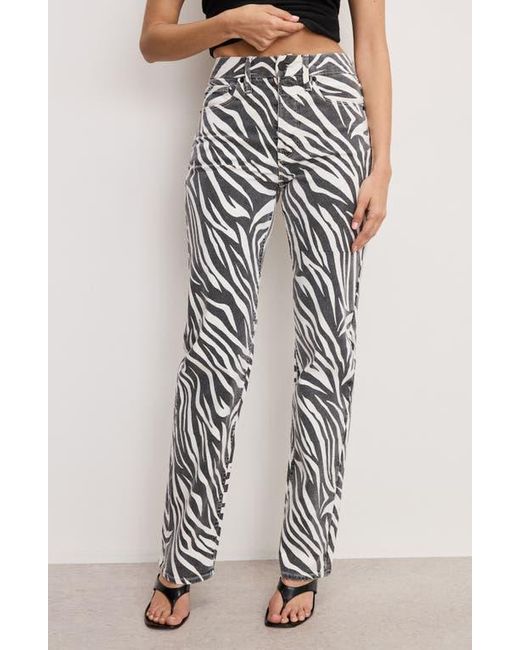 GOOD AMERICAN Black Icon High Waist Straight Leg Jeans